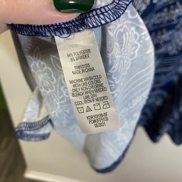 Nine Britton Navy Blue White Floral Casual Mini Dress Back Privett Detail Sz XXL - Picture 6 of 8